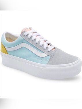 Vans Old Skool Platform Color Block Pastel EUC Size 9.5